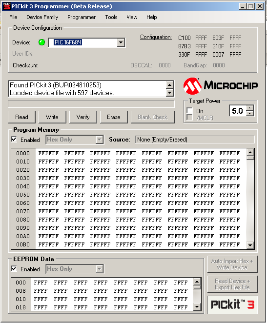 Программа управления PicKit3